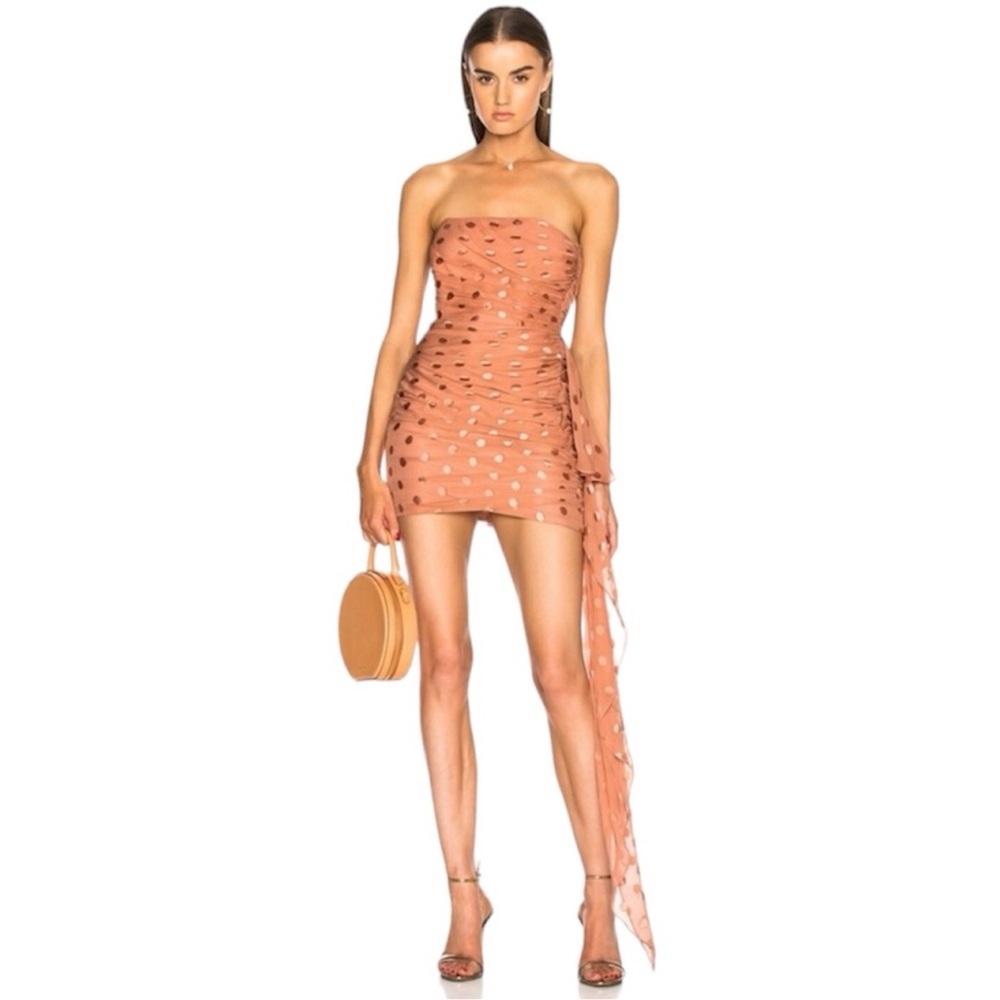 Elegant Strapless Polka Dot Dress